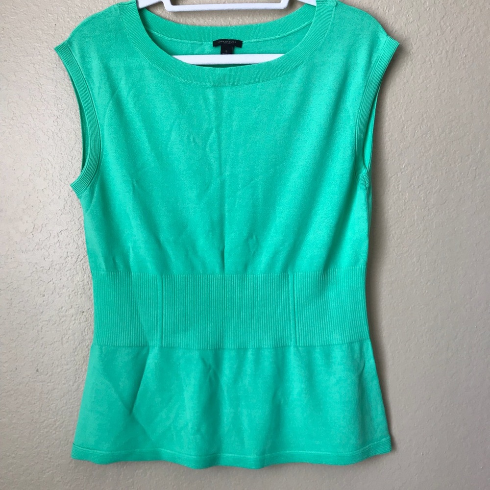 Ann Taylor Loft Mesh Green Stretch Blouse